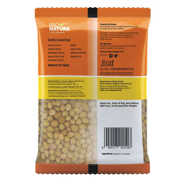 Coriander Whole | USDA Organic - Pro Nature -  200gm