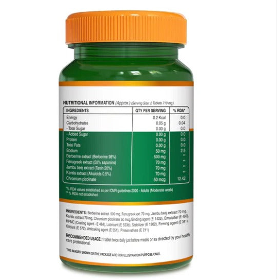 Berberis Aristata | Berberine 98% (With Jambubeej, Karela &amp; Fenugreek Extract) - No Added Synthetic Additives – Pure Nutrition – 60 Veg Capsules