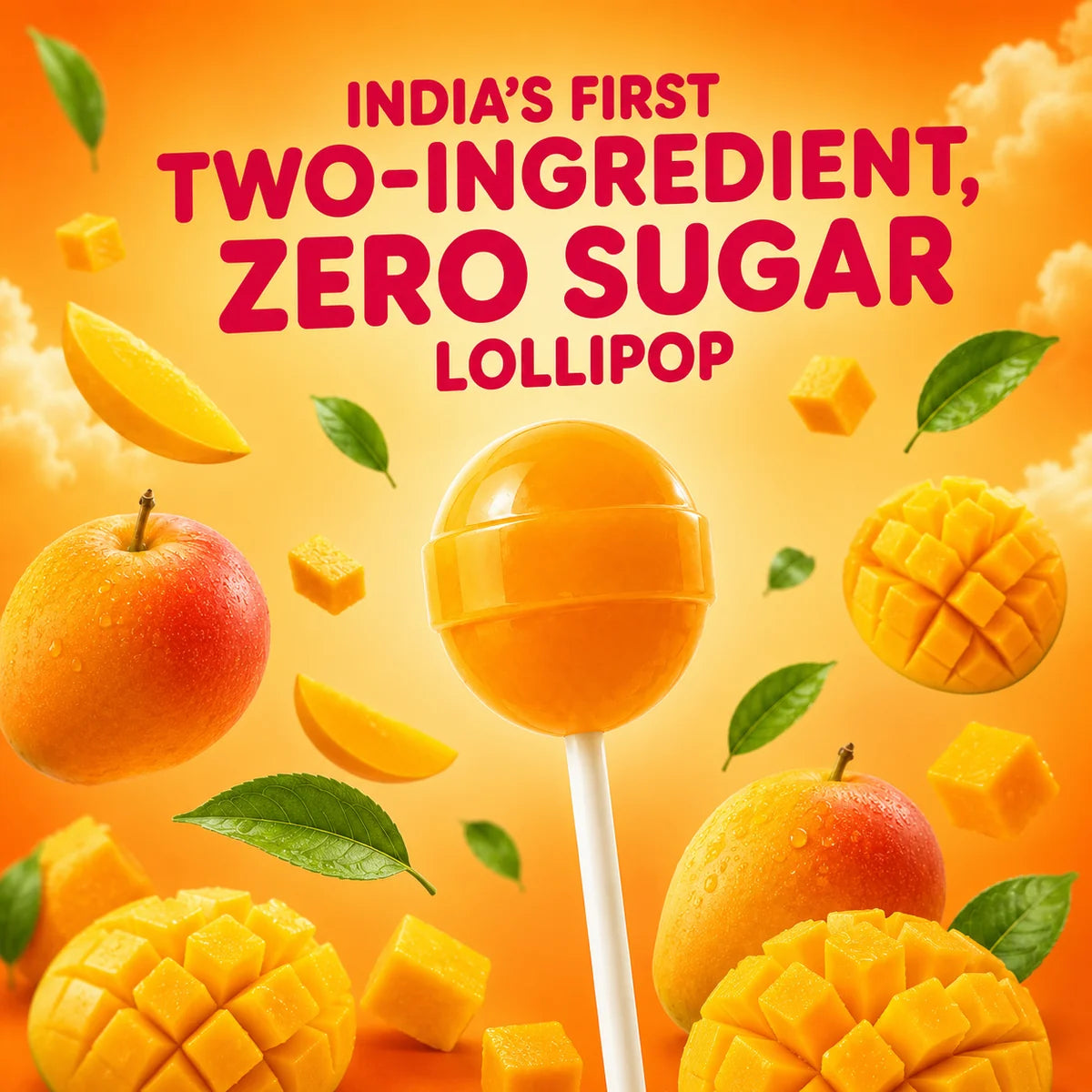 Lollipops | Mango Flavour (Zero Sugar) -Vegan- Made With Organic Ingredients - 100% Plant Based , Chemical Free, No Refined Sugar- Zushu - 12Pops - 120gm