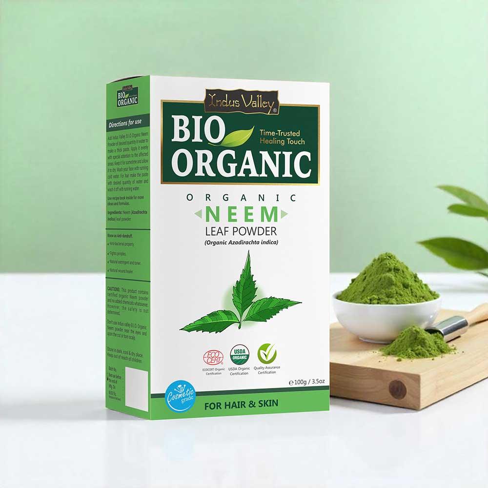 Face Pack | Neem Leaf Face Pack Powder - Organic Azadirachta Indica - For Face &amp;amp; Skin - USDA Organic - Vegan &amp;amp; No Added Chemicals - Indus Valley – 200gm