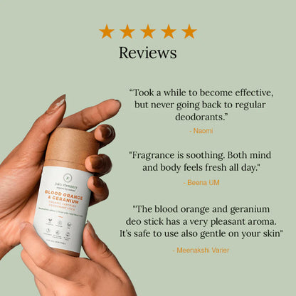 Blood Orange &amp;amp; Geranium Organic Deodorant Stick - Juicy Chemistry - 70gm