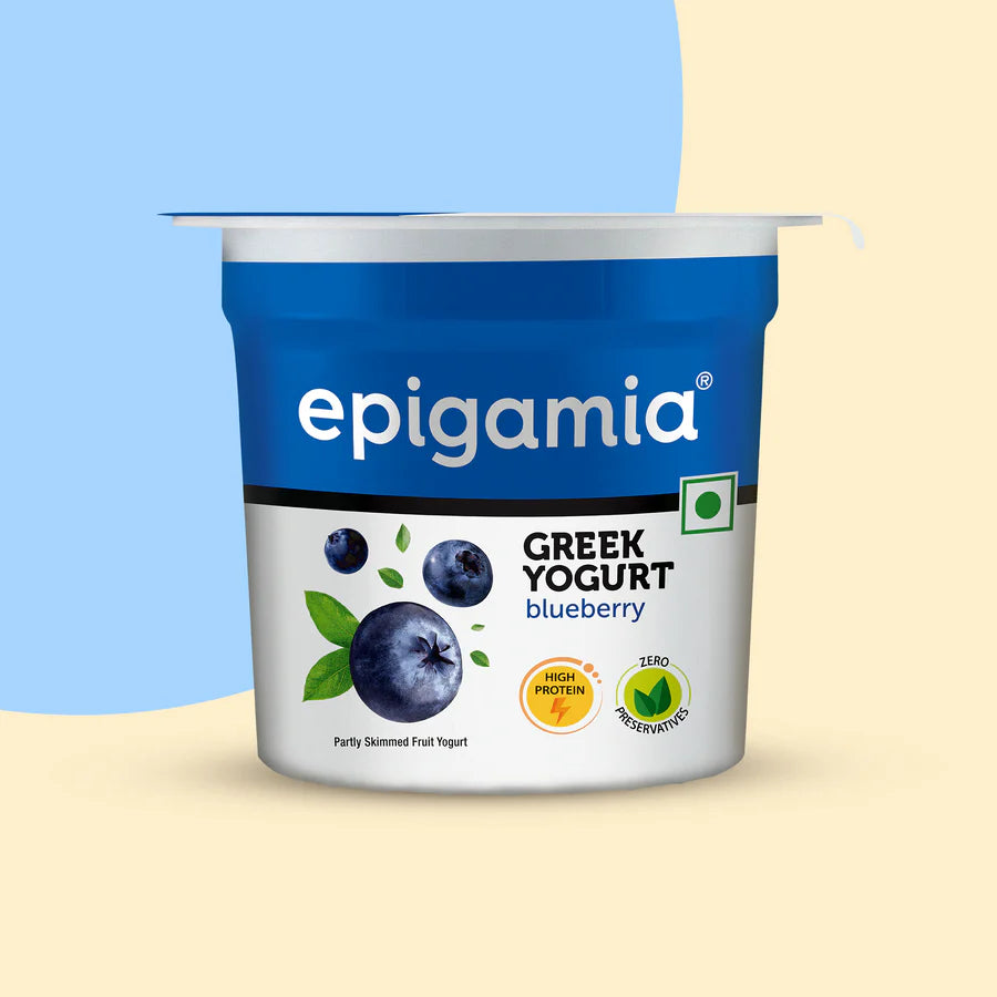 Yogurt | Blueberry Greek Yogurt - High In Protein & No Added Preservatives – Epigamia - 85gm