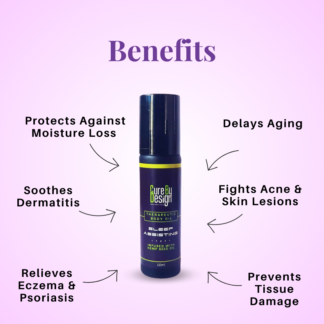 Body Oil | Theraputic Body Oil (Sleep Assisting) - Infused With Hemp Seed Oil - Cure By Design - 10ml