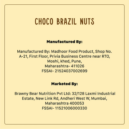 Nuts | Chocolate Brazil Nuts - 55% Date-Sweetened Dark Chocolate –No Added Sugar , No refined Sugar, No Fillers – Brawny Bear – 25gm