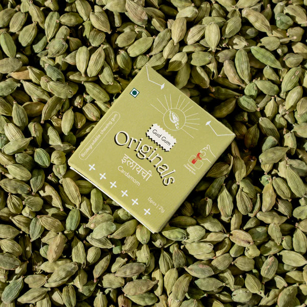 Cardamom Chewing Gum - 15 Pieces Per Pack - Natural - Vegan, Sugar Free &amp; Plastic Free - Gud Gum - 21gm