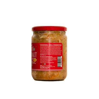 Carrot Sauerkraut | Traditionally Fermented Probiotic Cabbage - With Carrot - Raw - Real - Natural - Vegan, No Added Vinegar &amp;amp; No Added Preservatives - Bombucha - 450gm