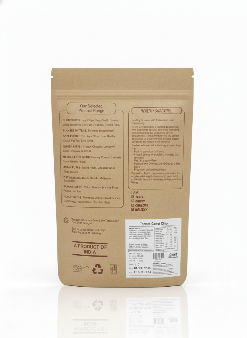 Tomato Carrot Chips-Gluten Free - Zero Cholesterol -No Trans Fat - No Preservative High Energy- Healthy Delicacy-210gm