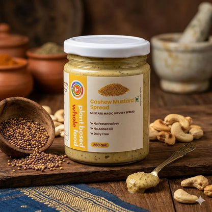 Spread | Cashew Mustard Spread - 100% Dairy-Free, Eggless-Zero Artificial Preservatives, Zero Processed Oils-Plant Based Whole Food- 250ml