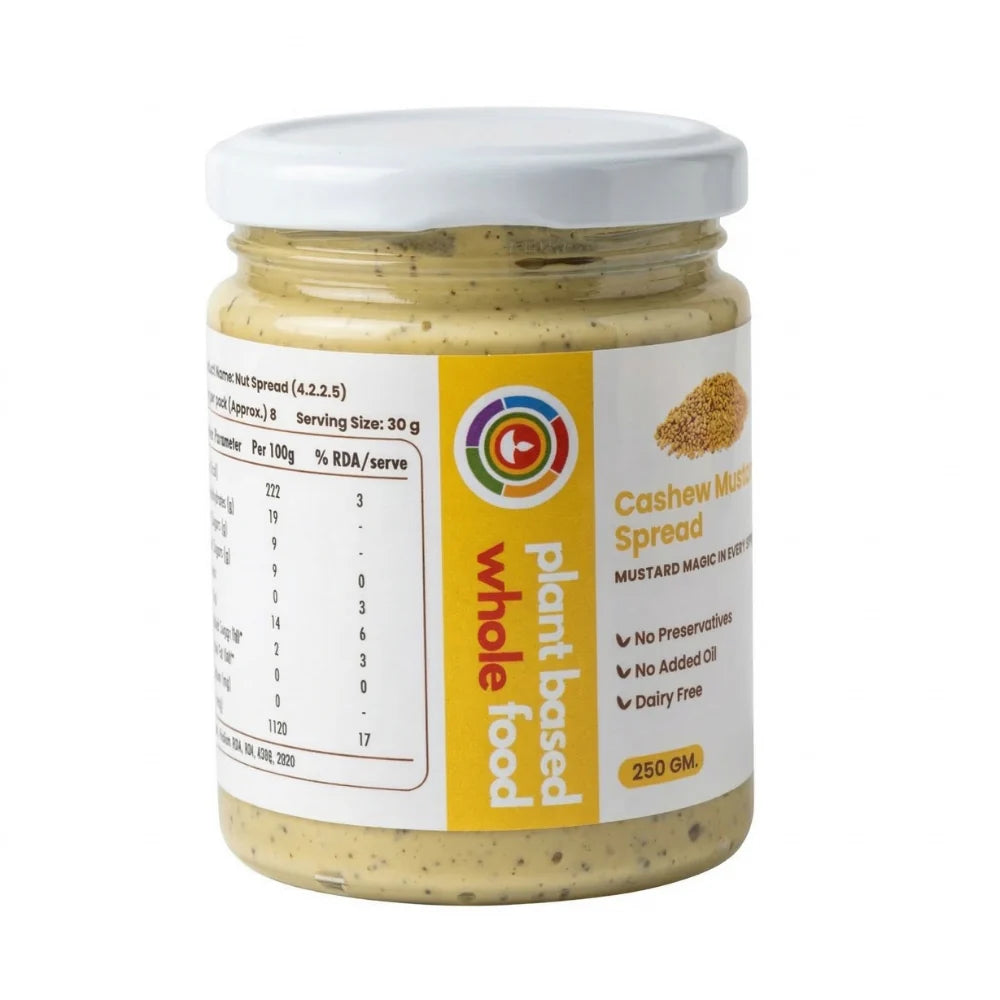 Spread | Cashew Mustard Spread - 100% Dairy-Free, Eggless-Zero Artificial Preservatives, Zero Processed Oils-Plant Based Whole Food- 250ml