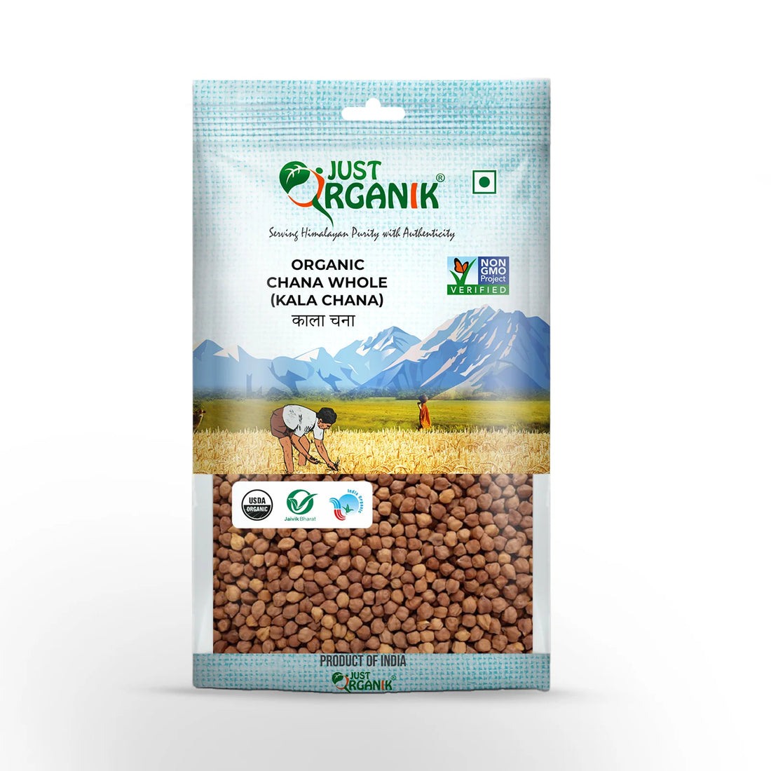 Chana Whole | (Kala Chana) - USDA Organic - Just Organik - 500gm