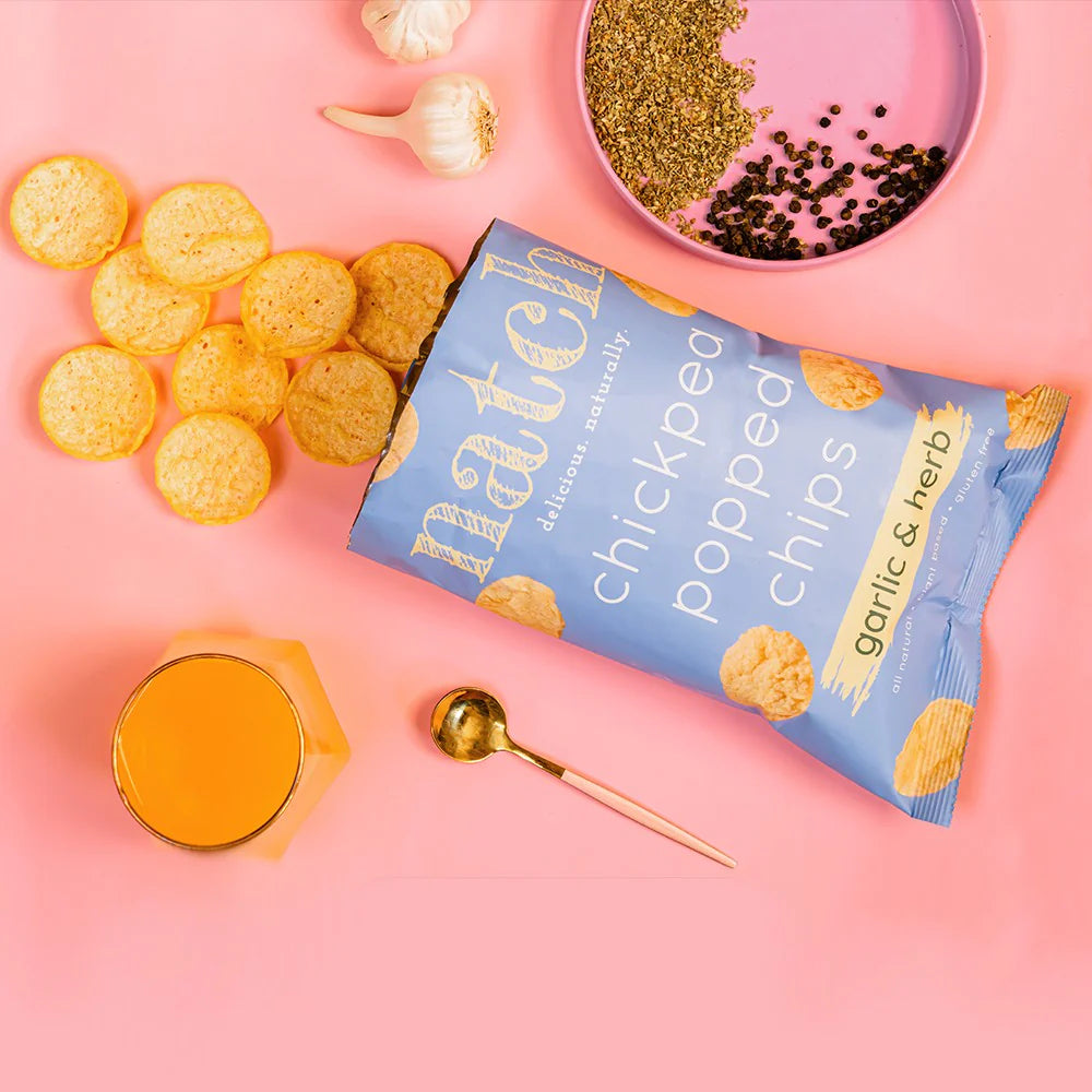 Chips | Chickpea Popped Chips (Garlic &amp; Herb) – All Natural - Vegan, Gluten Free, Trans Fat Free, Non GMO &amp;amp; No Added Artificial Flavor – natch – 55gm