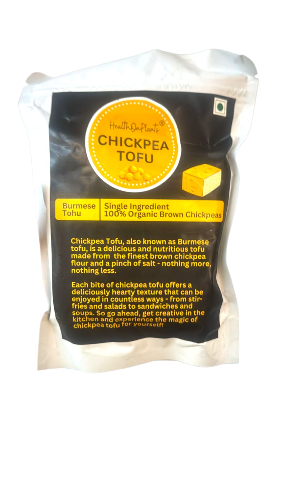 Chickpea Tofu | Burmese Tofu - 100% Organic Brown Chickpeas - No Preservatives, Additives & No Artificial Ingredients - Health on Plants – 200gm
