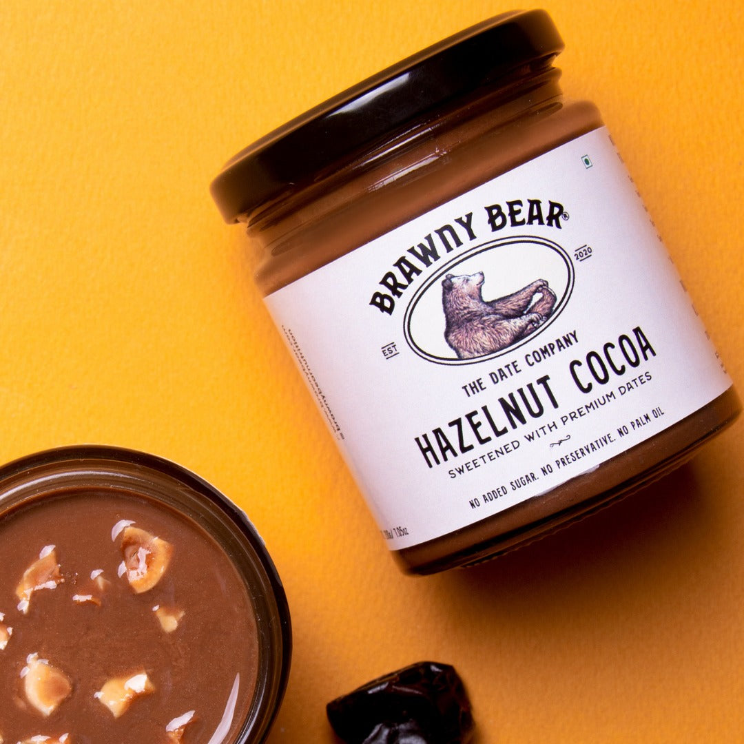 Chocolate Hazelnut Spread Sweetened With Premium Dates - No Added Sugar & No Palm Oil - Brawny Bear - 200gm