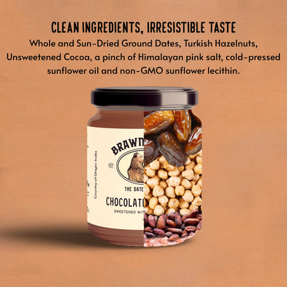 Chocolate Hazelnut Spread  Sweetened With Premium Dates - No Added Sugar &amp;amp; No Palm Oil - Brawny Bear - 200gm