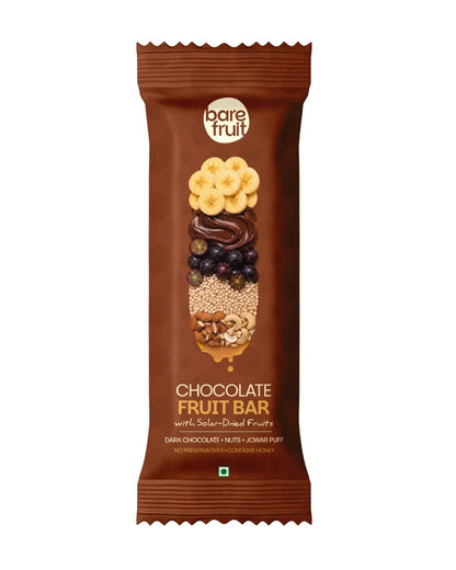 Bar | Chocolate Fruit Bar - Solar-Dried Fruits -Gluten-Free, 100% Real Ingredients -  No Added Sugar, &amp;amp; No Added Preservatives - Bare Fruit -25gm