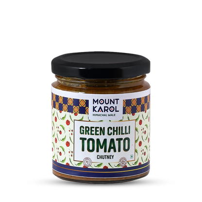 chutney | Green Chilli Tomato Chutney - No emulsifiers, Stabilisers, Nothing Artificial, No Flavour Enhancers, Colours &amp; No Artificial Preservatives - Mount Karol - 200gm