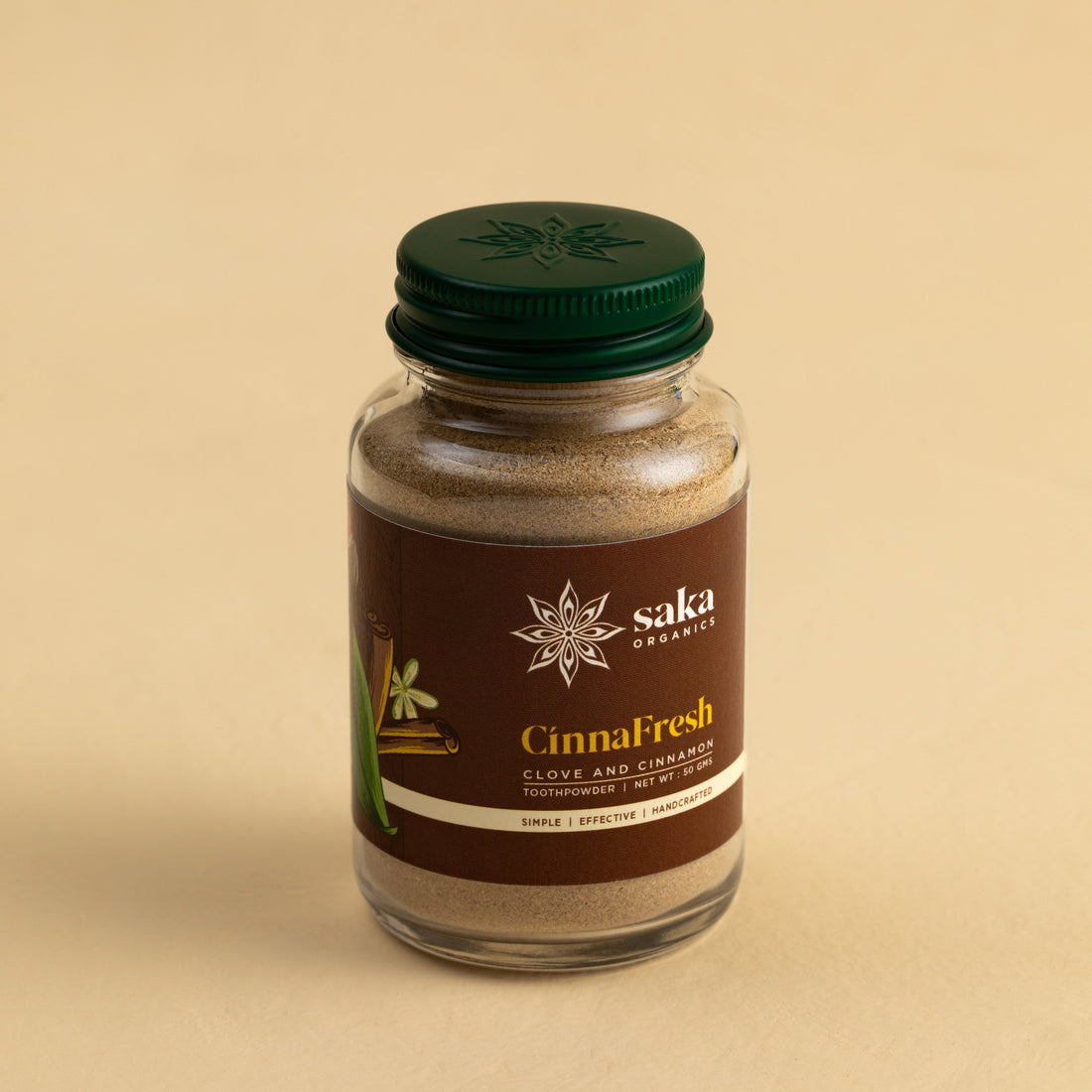 Toothpowder | CinnaFresh - Clove & Cinnamon Toothpowder - Handcrafted - Saka Organics - 50gm