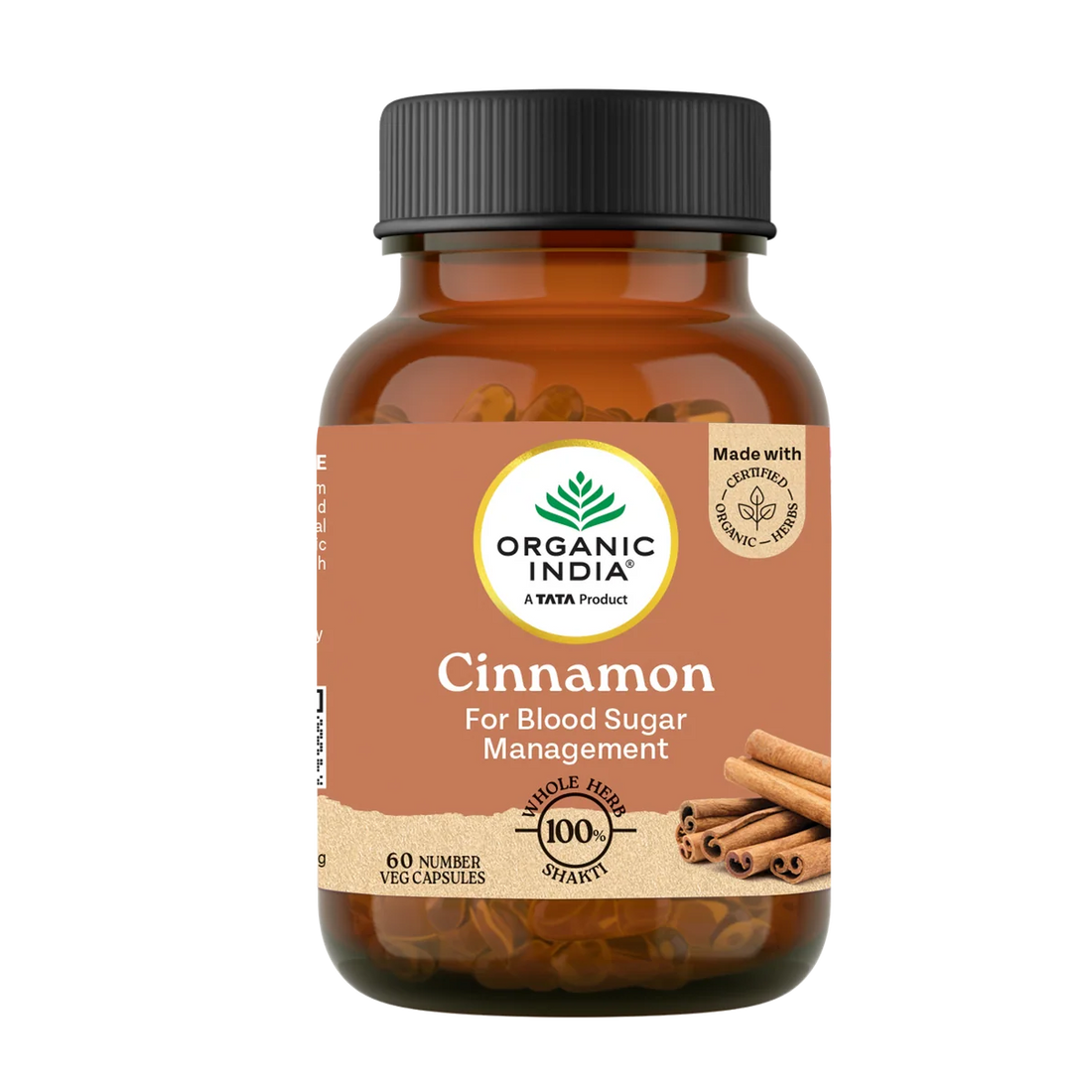 Cinnamon Capsules -Blood Sugar Management, Improve Digestion -No Artificial Additives- Organic Wellness - 60 Vegetarian Capsules