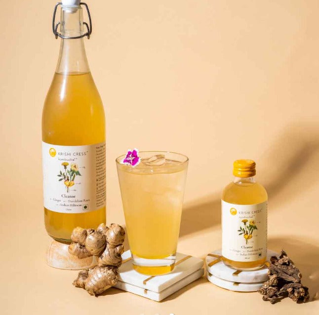 Kombucha Cleanse Ginger Okra & Dandelion Root – Krishi Cress – 200ml