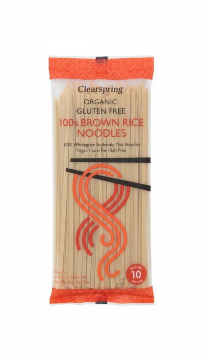 Noodles | 100% Brown Rice Noodles - 100% Wholegrain Authentic Thai Noodles - Organic - Vegan &amp; Gluten Free - Clearspring - 200gm
