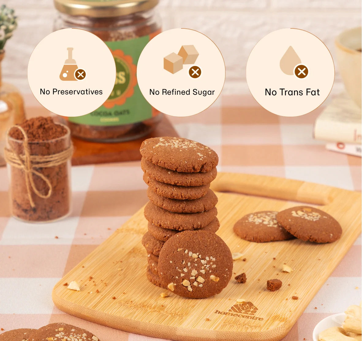 Biscuits | Cocoa Oats Cookies–  Gluten Free, Preservatives Free, Butter Free &amp; Refined Sugar Free - Bliss Box Foods – 200gm