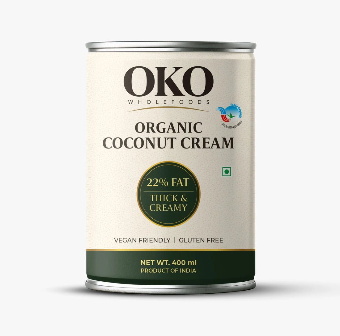 Cream | Organic Coconut Cream- Thick &amp; Creamy (22 % Fat) - Gluten Free, Vegan - OKO Whole Food - 400ml