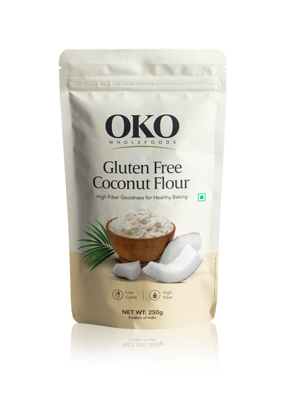 Flour | Gluten Free Coconut Flour -High Fibre ,Low Carbs - No Preservatives - OKO Whole Food -250gm