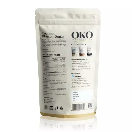 Sugar | Coconut Blossom Sugar - Crafted From Coconut Flower Nectar - Source Of Natural Antioxidants, Low Glycemic Index- No Preservatives- OKO Whole Food - 250ml