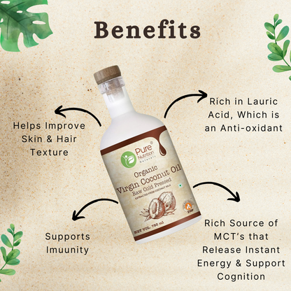 Coconut Oil | Virgin Coconut Oil - Cold Pressed - Pure &amp; Unrefined - High In Nutrient - Pure Nutrition - 750ml