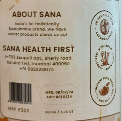 Coffee | Not Just Coffee +Mushrooms – Natural – Sugar Free &amp;amp; Chemical Free – Sana Health First – 200ml