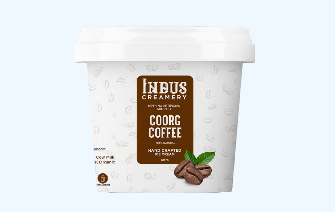 Ice Cream | Coorg Coffee Ice Cream – Hand Crafted Ice Cream – 100% Natural – No Added Preservatives, No Oil Fat & No Stabilisers – INDUS CREAMERY – 500ml