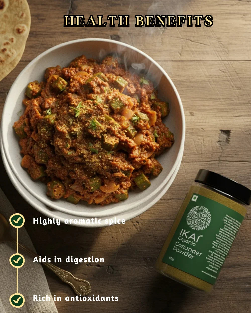 Coriander Powder |Organic Coriander Powder (Dhaniya Powder)-Pure , Aromatic Spice  - No Preservatives- Ikai Organic – 100gm