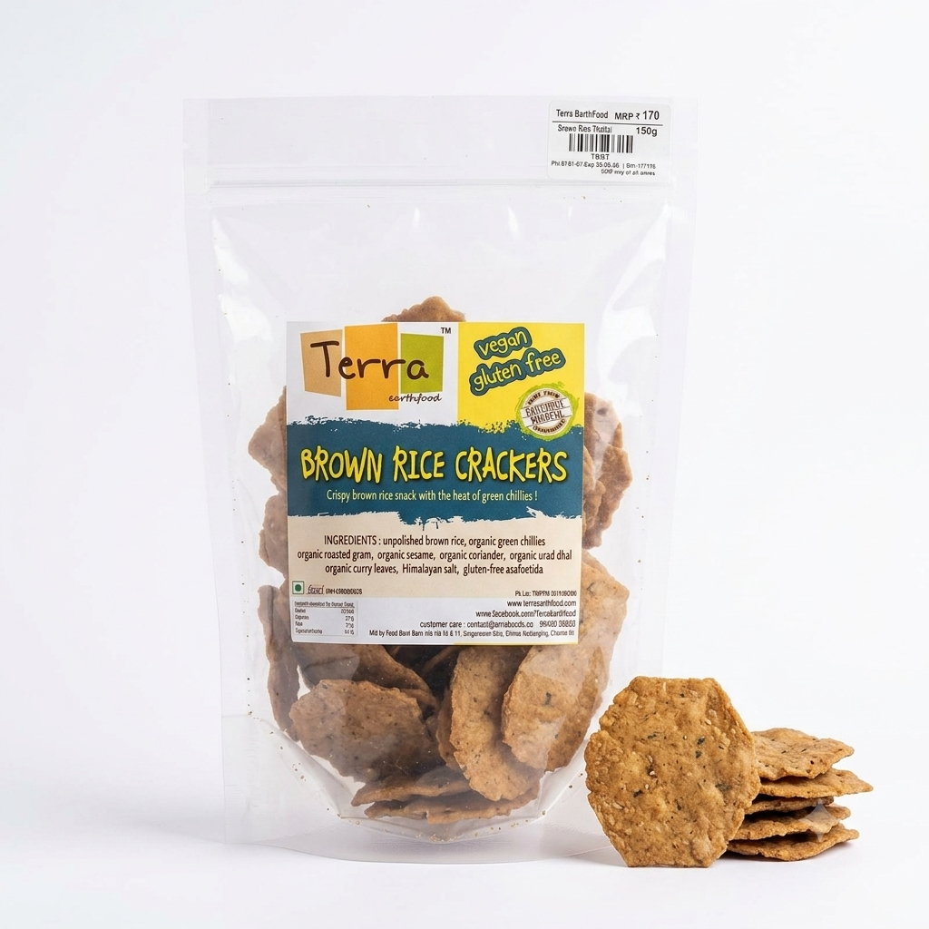 Crackers | Brown Rice Crackers - Vegan , Gluten Free– Terra – 150gm