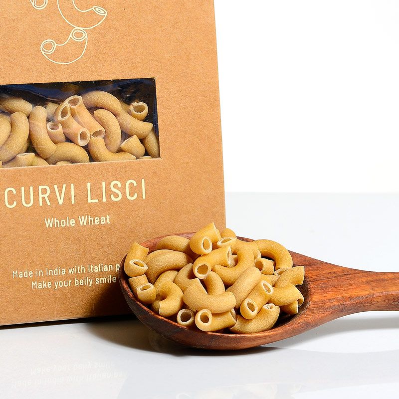 Pasta | Curvi Lisci Pasta - (Whole Wheat) - 100% Natural – Vegan, No Egg &amp;amp; No Added Preservatives - Gastronomica – 250gm