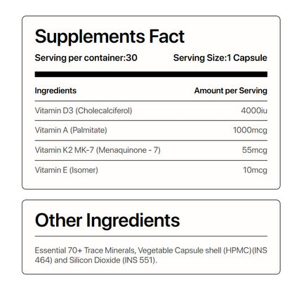 DAKE | Vitamin D3, K2 (MK-7), A &amp; E – Vegan, Gluten Free, Non GMO &amp; Sugar Free - Decode Age – 30 Vegan Capsules