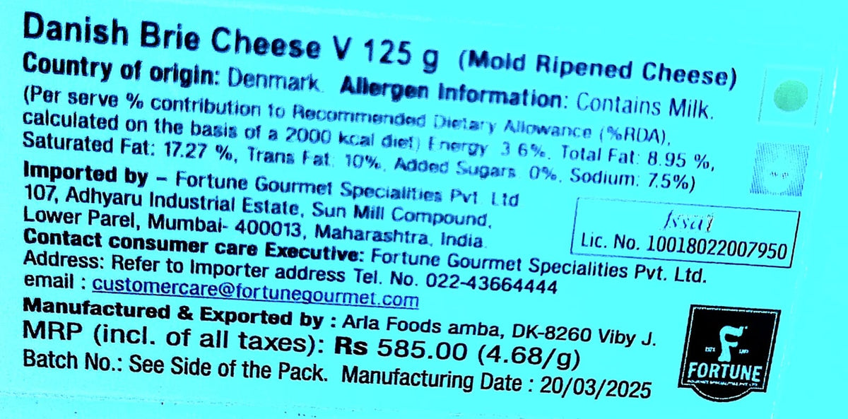 Cheese| Danish Brie Cheese - Denmark - No Added Preservatives &amp; No Added Flavours - ROSENBORG - 125gm