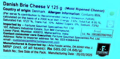 Cheese| Danish Brie Cheese - Denmark - No Added Preservatives &amp; No Added Flavours - ROSENBORG - 125gm