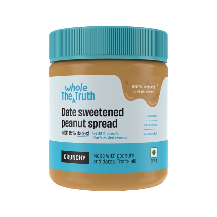 Peanut Spread | Date Unsweetened Peanut Spread - Crunchy – No Added Sugar - The Whole Truth – 325gm