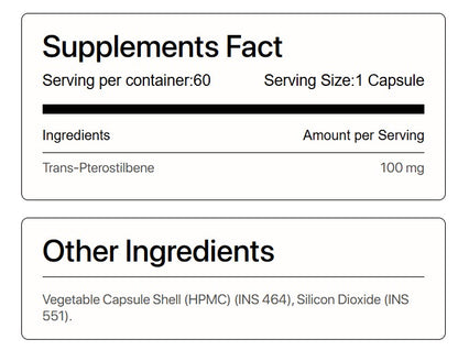 Trans Pterostilbene | Sirtuin Activator - Potent Antioxidant, Supports Healthy Ageing &amp; Immunity - Vegan &amp; GMO Free – Decode Age – 60 Capsules