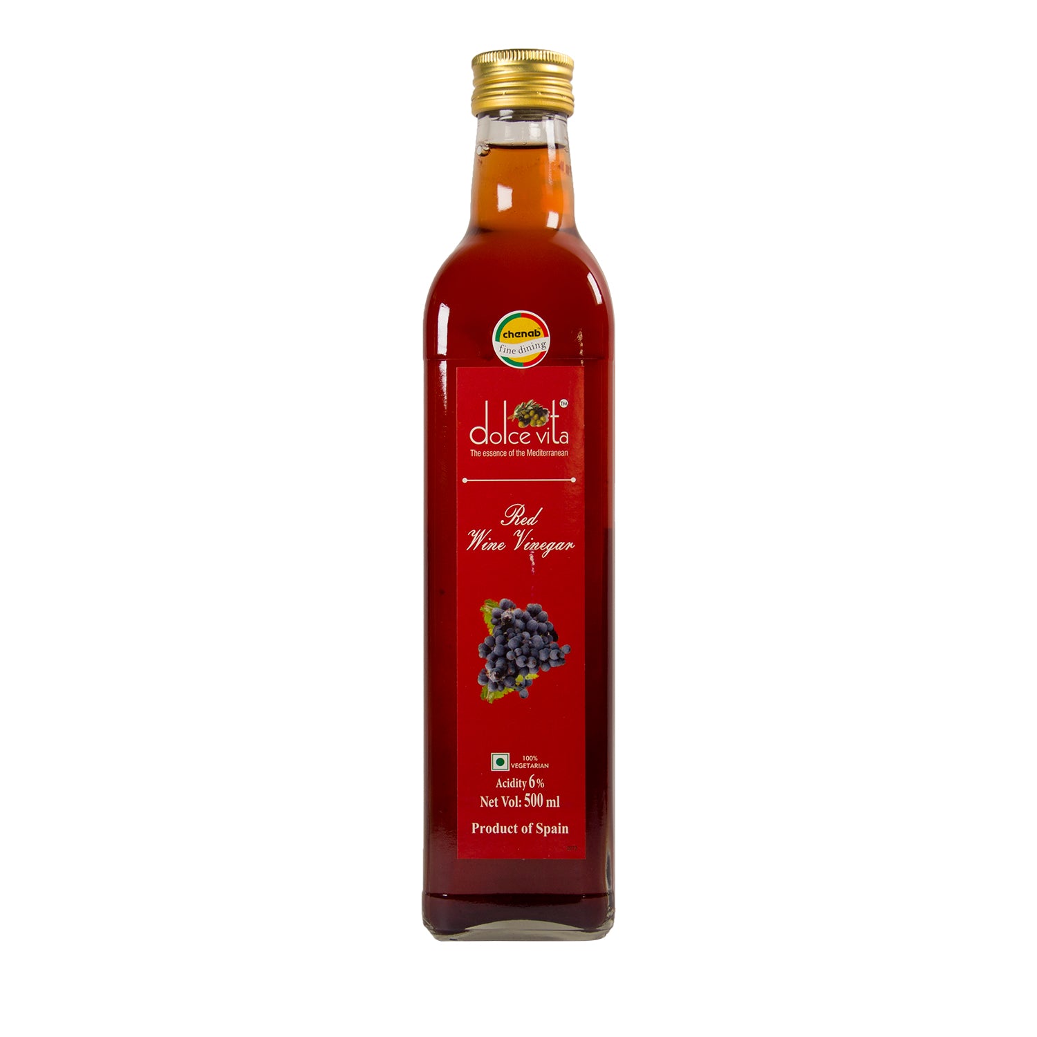 Vinegar | Red Wine Vinegar - 6% Acidity - No Artificial Colors &amp; No Added Sugar - Dolce Vita - 500ml