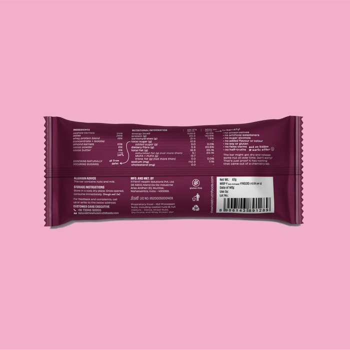 Double Cocoa | (Made With Cocoa Powder, Cocoa Butter, Dates, Cashew, Almond &amp;amp; Whey) - 20g Protein - No Added Sugar – The Whole Truth – 67gm