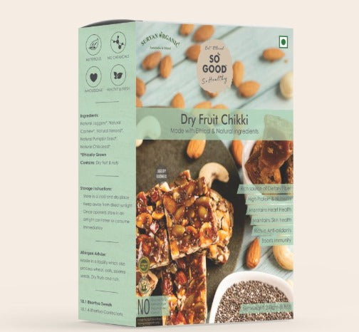 Dry Fruit Chikki | Natural Dry Fruit Chikki (Made With Ethical & Natural Ingredients) – Natural - No Added Refined Sugar, No Preservatives & No Artificial Flavour – So Millet – 250gm