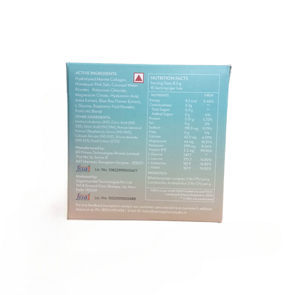 Electrolyte Powder | Blue Raspberry Skin-Ade - Hydrating Electrolyte Mix (With Collagen, Blue Pea + Hyaluronic Acid) - For Adults - No Added Sugar – Atmosphere – 127.5g