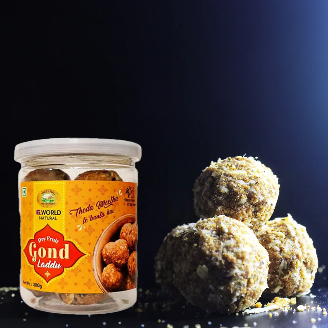 Laddoo | Dry Fruit Gond Laddoo - No Sugar & No Added Preservatives - Elworld Organic - 300gm