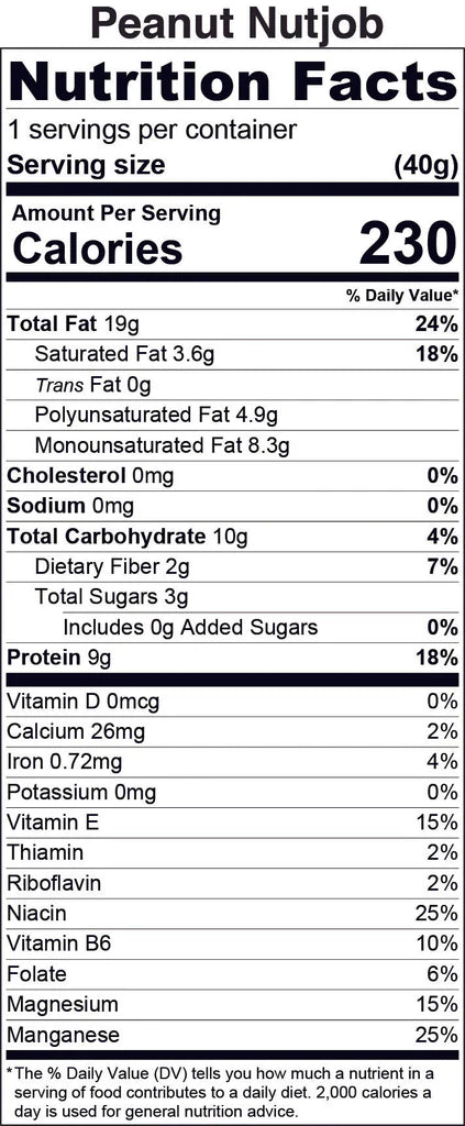 Bar | Nutjob - Peanut Bar (Made With Certified Organic Nuts) - Vegan &amp; Gluten Free, Dairy, Honey Free, High In Protein &amp; No Added Sugar - Tthe Huda Bar - 40gm