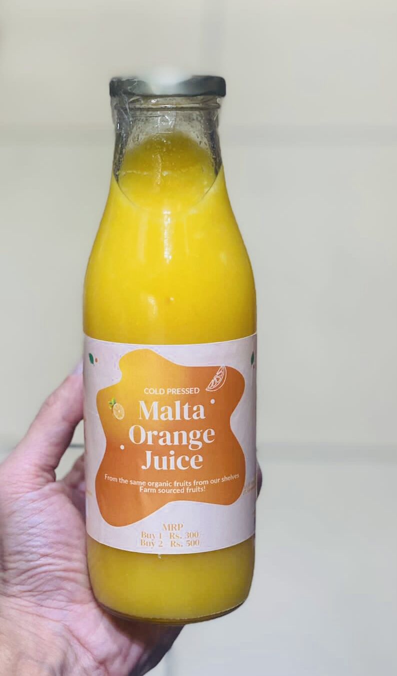 Fresh Juice | Malta Orange Juice - Slow Processed, No Added Sugar & No Added Preservatives - 7 Days Shelflife -  500ml