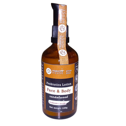Face &amp; Body Lotion | Sandalwood - Probiotics Lotion - Vegan, Chemical Free &amp; Palm Oil Free - Probiotic House - 100gm