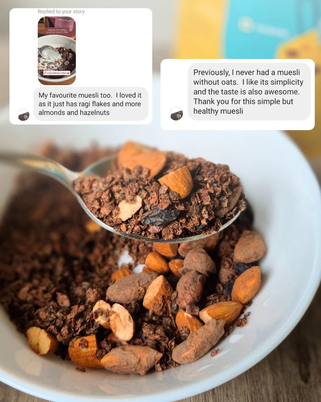 Muesli | Cacao Almond Ragi Millet Muesli -Gluten Free - Whole Date -Sweetened &amp; No Added Sugar, No Emulsifiers , No Added Preservatives - Safe Bee - 250gm