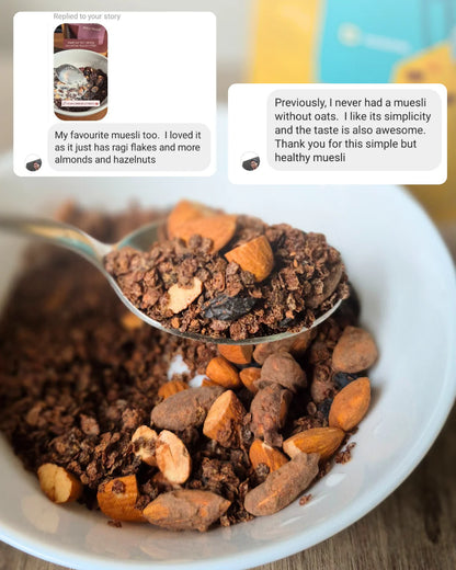 Muesli | Cacao Almond Ragi Millet Muesli -Gluten Free - Whole Date -Sweetened &amp; No Added Sugar, No Emulsifiers , No Added Preservatives - Safe Bee - 250gm