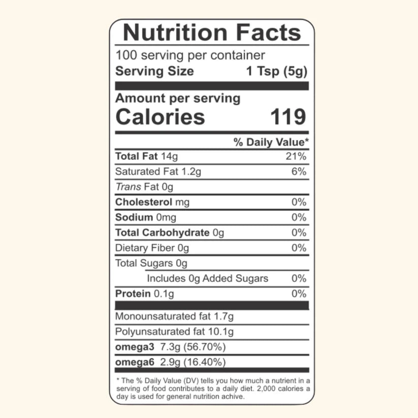 Flax Seed Oil | Omega 3 - USDA Organic - Cold Pressed - Praakritik - 100ml